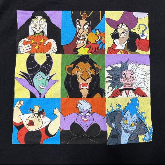 Disney Villains Collage Graphic T-Shirt Black Unisex Sz L - Picture 3 of 6
